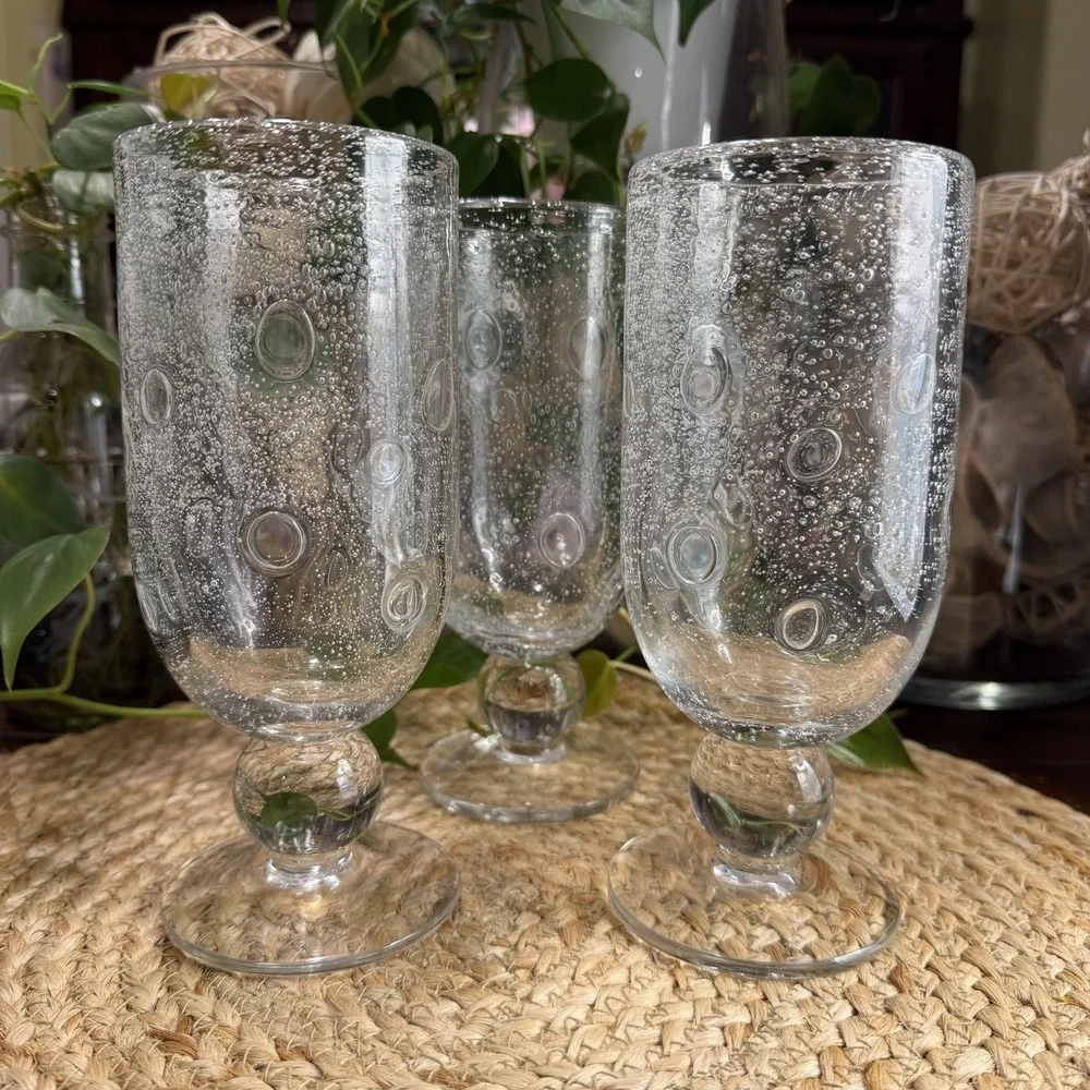 Southern Living Bella Luna Water Goblets/Glasses Bubble Glass 7.25